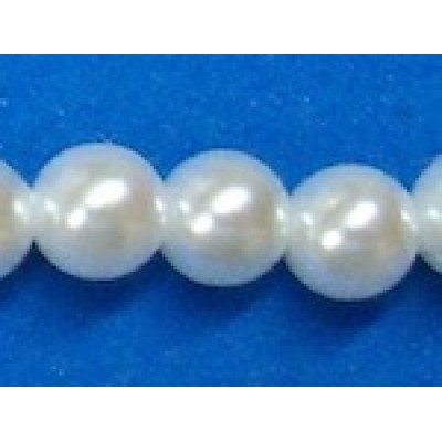 Plated plastic bead: 6mm round White Pearl
